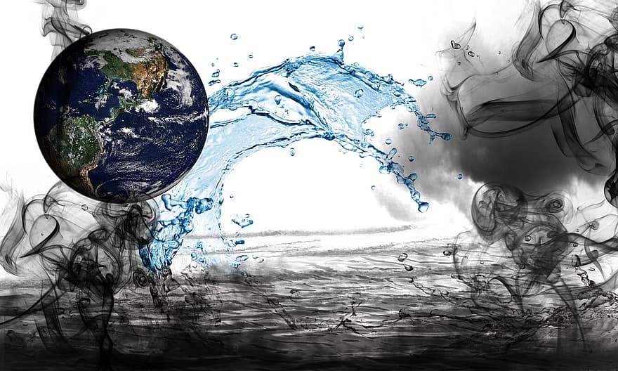 planeet aarde, water, rook