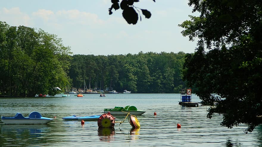 innsjø, parkere, kanopadling, båt, kajakk, natur, landskap