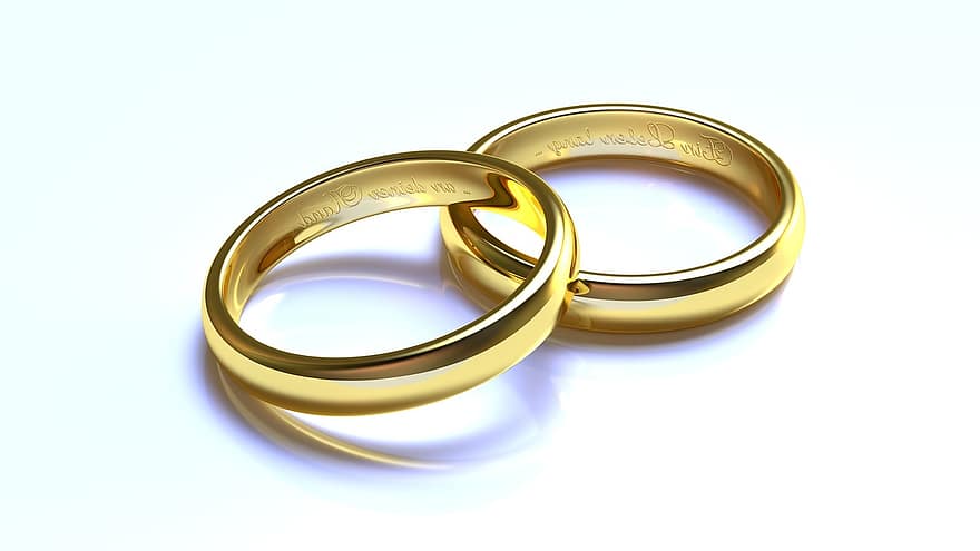 γάμος, δακτυλίους, χρυσός, 3d, μίξερ