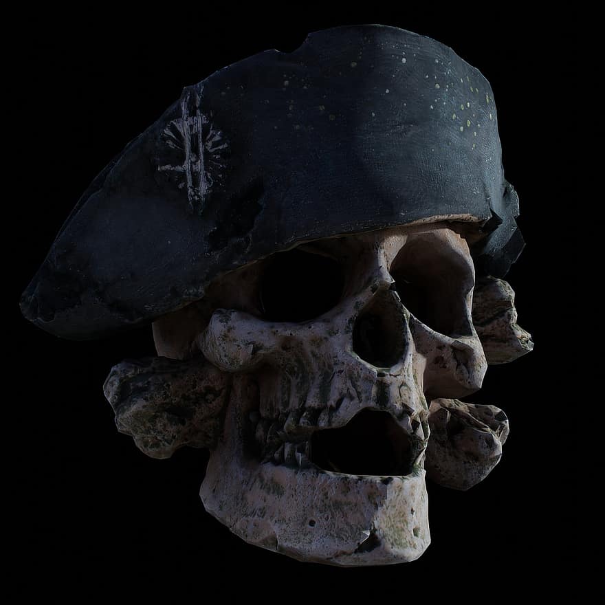 Schädel, Skelett, Pirat, Tod, Seemann, Halloween, 3D-Modell