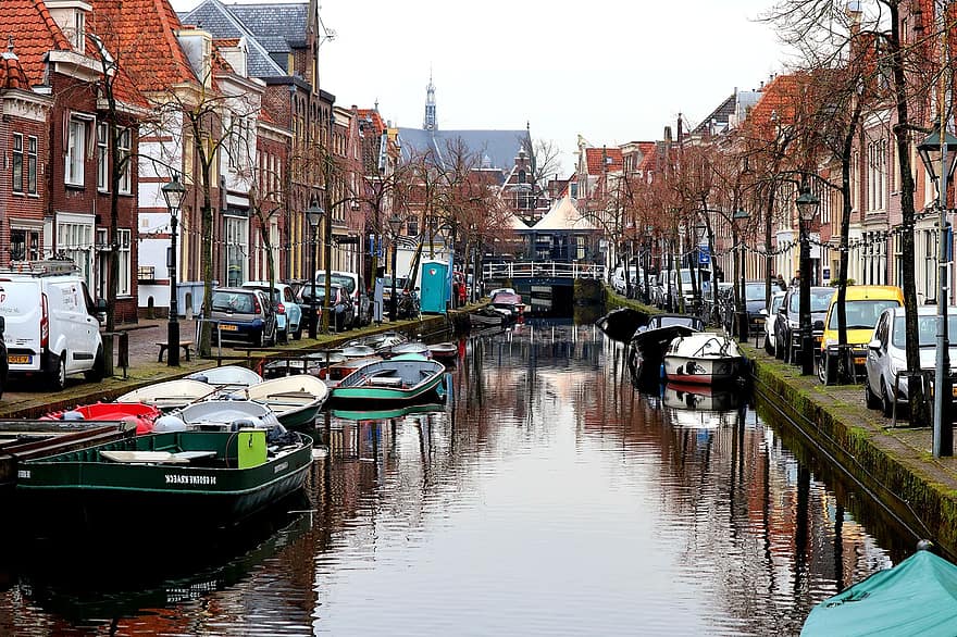 Alkmaar, kanal, både, by, holland, nord holland, vandveje, kaj, gammel by, arkitektur, vand
