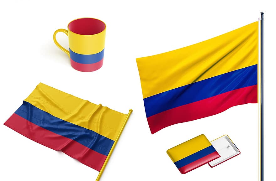 بلد ، العلم ، كولومبيا ، الوطني ، رمز ، لافتة