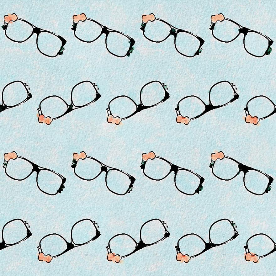 نظارات ، نمط ، ورق الجدران ، ألوان مائية ، نظارة طبية