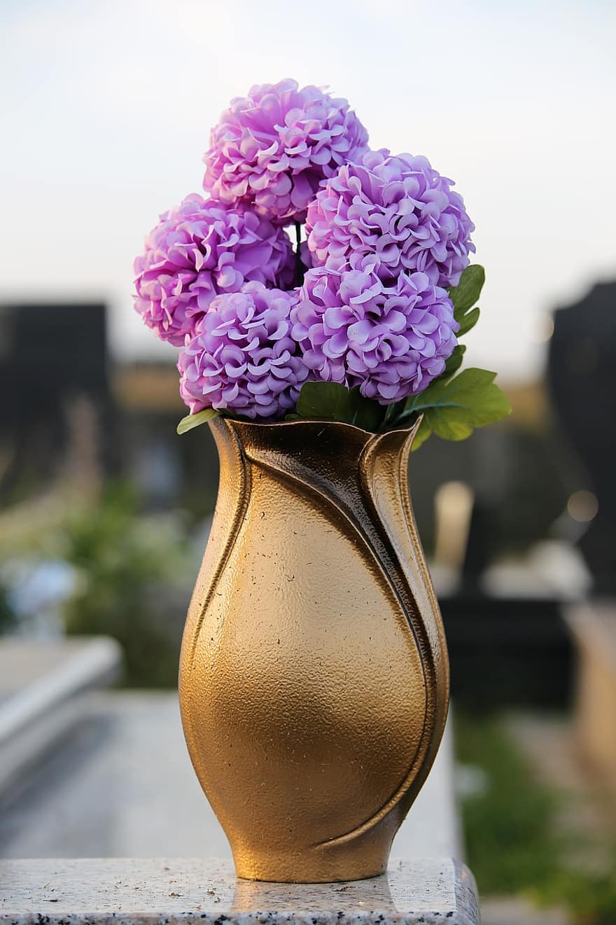 květiny, váza, hrob, zlatá váza, květinová váza, výzdoba, dekorace, kytice