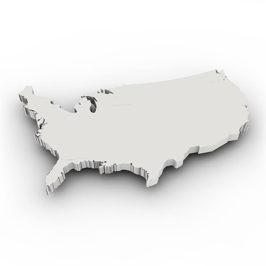 Map, Usa, Borders, Country, States Of America