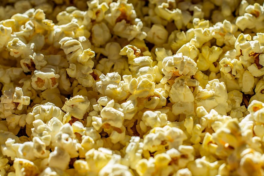 Popcorn, Butter-Popcorn, Snack, Nahansicht, Lebensmittel, Gelb, Film, Hintergründe, Frische, Kino, Technologie
