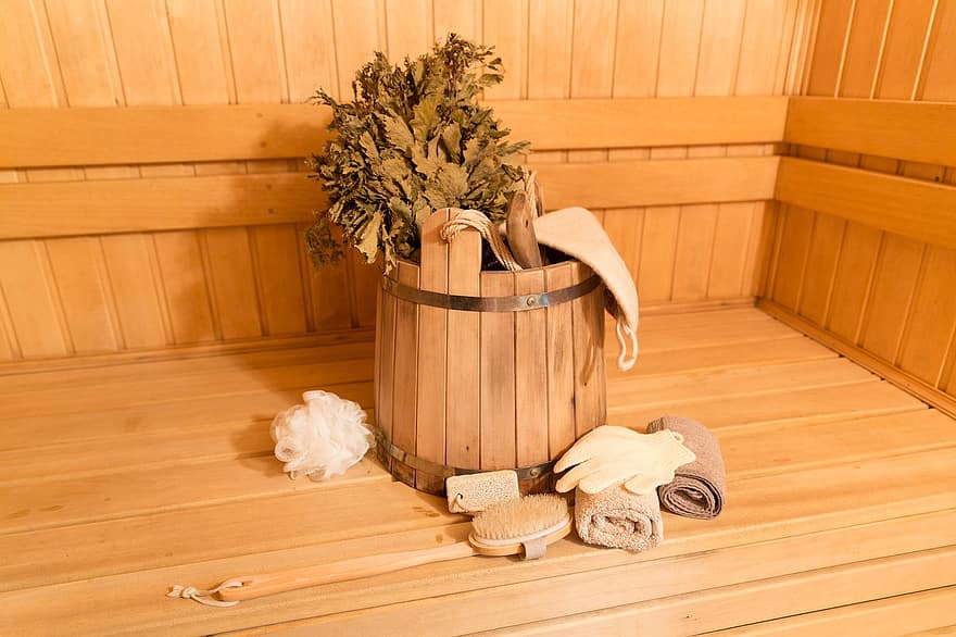 Bench, Leaves, Herbs, Towels, Bath, Sauna, Lifestyle, Relaxation, Activity, Alternative, Bathroom