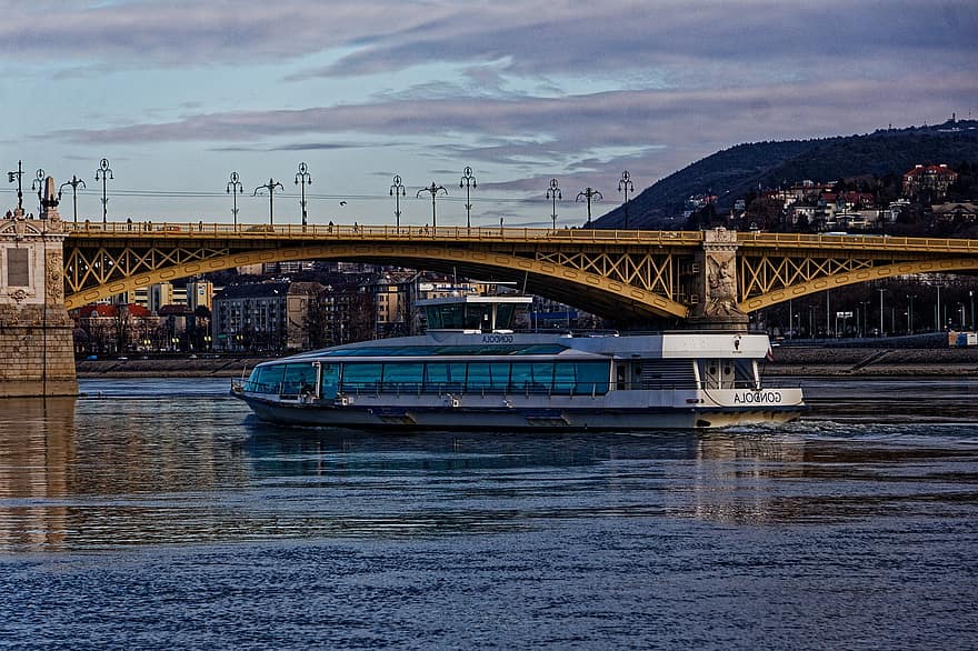 nave, fiume, ponte, trasporto, Danubio, acqua, giro turistico, città