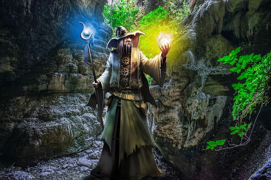 Background, Mountains, Pathway, Wizard, Fantasy, Male, Character, Digital Art