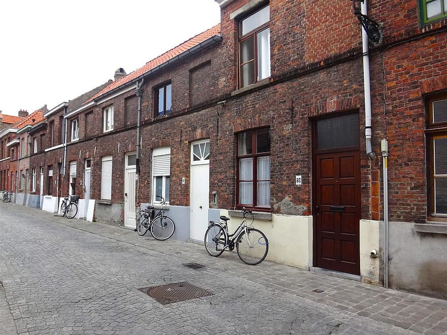 Droga, domy, fasada, architektura, historyczne centrum, Brugge