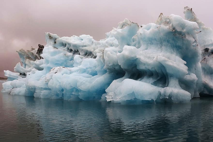 Īslande, aisberga, ceļot, ziemā