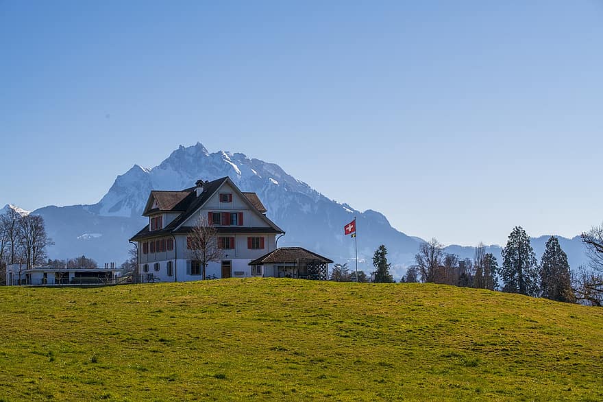 къща, околност, природа, град, село, Meggen, Швейцария