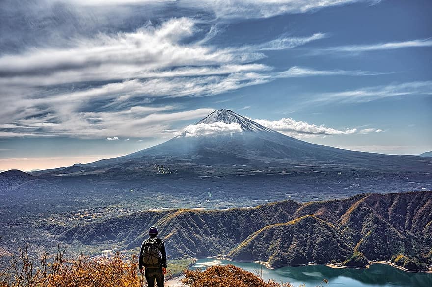 Fuji fjellet, natur, reise, turisme, utforskning, turgåer, snø