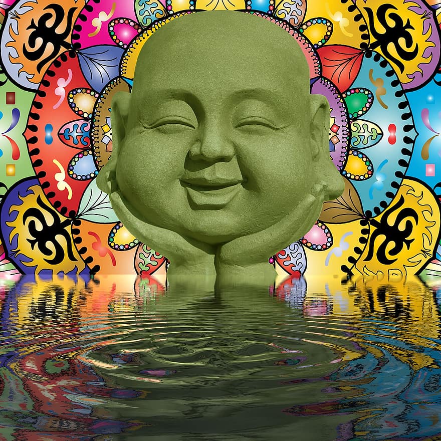 Budha, zen, meditasi, agama, perdamaian, tenang, ilustrasi, laki-laki, latar belakang, vektor, multi-warna