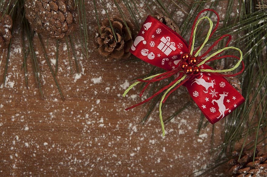 cinta, Nadal, festa, temporada, ornament, flatlay, tema, nadal, art, decoració, regal