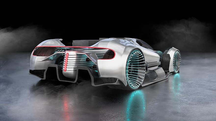 mașină, concept, vehicul, viteză, 3d, futurist, rapid, auto, hypercar, supercar, luxos