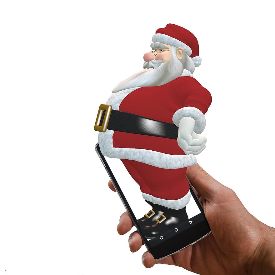 de kerstman, Kerstmis, smartphone, mobiele telefoon, claus, winter, viering, Kerstman, ster, december, seizoen
