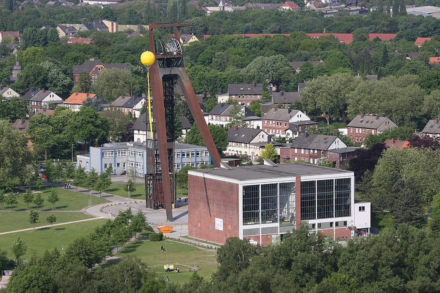 kolenmijn, headframe, Steenkoolmijn Recklinghausen, recklinghausen, kronkelende toren, hoofdstad van cultuur, putt, stad, grote stad, Industrieel erfgoedroute, industrie