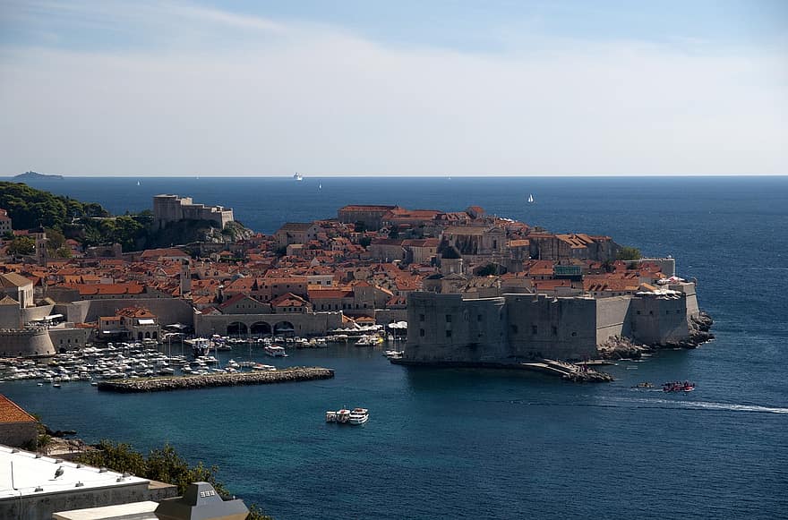 Dubrovnik, chorvatsko, architektura, město, dalmatie, Evropa, moře, letní, krajina, Jadran, modrý