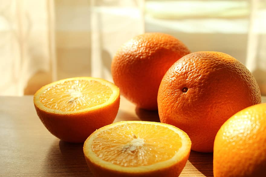 sinaasappels, fruit, voedsel, citrus-, gesneden, voor de helft, biologisch, gezond, voeding, sappig