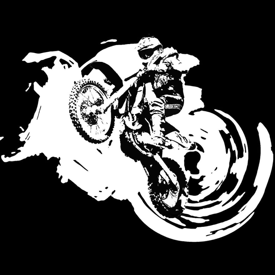 мотокрос, мотоцикл, гонки, спорт, вершник, конкуренція, транспортного засобу, байкер, чоловіки, швидкість, вектор
