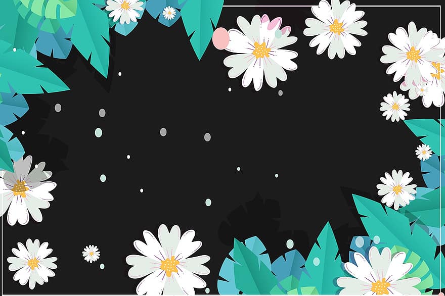 fulles, flors, frontera, marc, floral, frontera floral, marc floral, plantilla, fons, fons de pantalla, disseny
