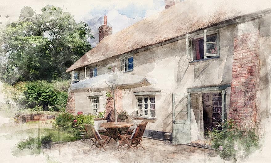 Building, House, Village, Watercolor, Summer, Architecture, Holiday, Nature, Leisure, old, building exterior