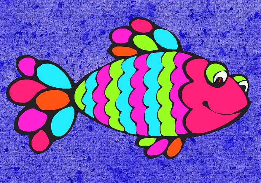 Fish, Cartoon, Drawing, Happy, Sea, Animal, Ocean, Cute, Water, Underwater, Nature