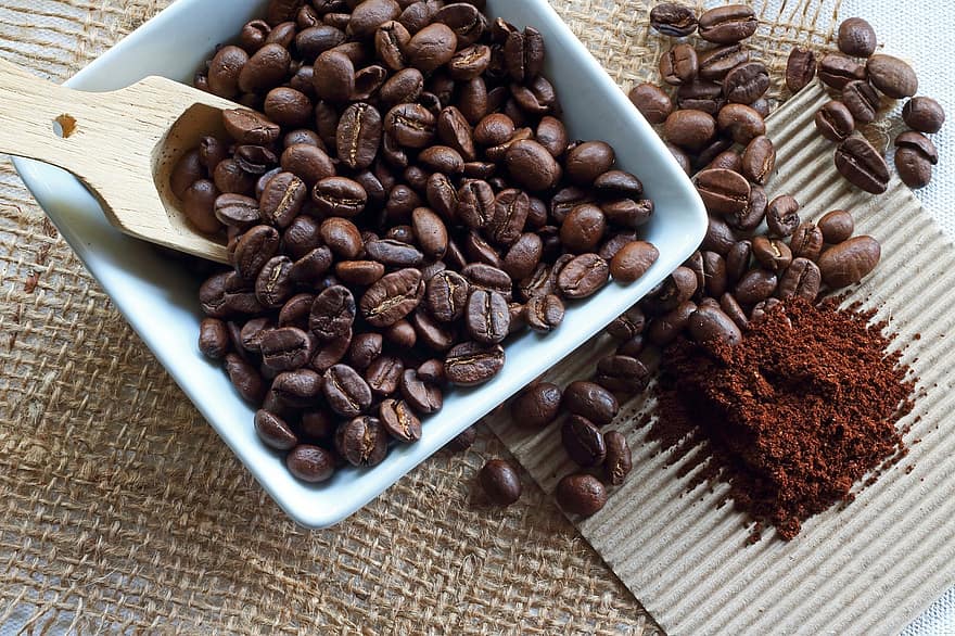 kava, kavos pupelės, kofeinas, skrudinti, derlius, plokščia, Iš arti, pupelės, šviežumas, gerti, fonas