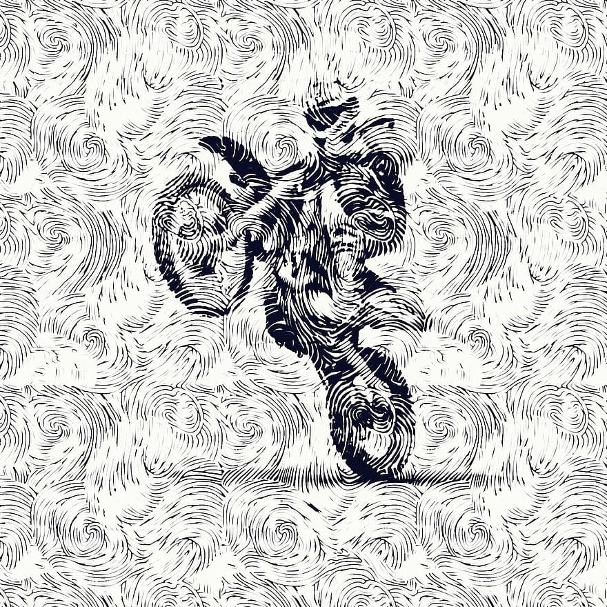 motocross, motocicletă, cursă, motocicleta, sport, călăreț, concurență, vehicul, vector, ilustrare, ciclism