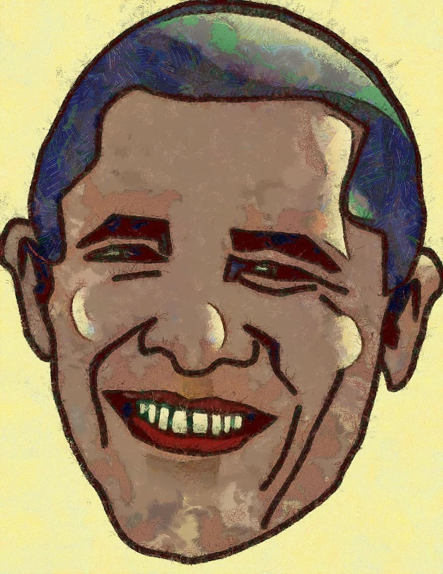 pirmininkas, animacinis filmas, Barakas Obama, obama, gradientas, tapyba