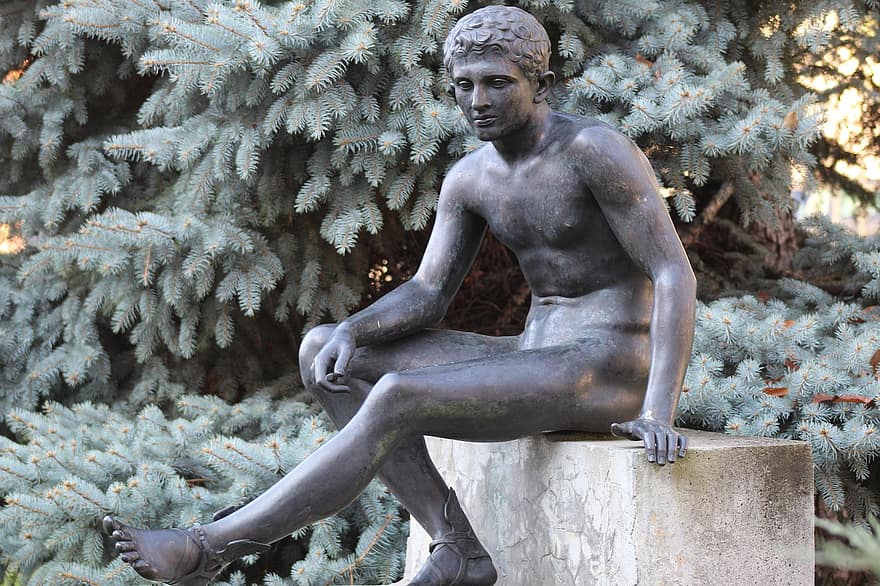 Statue, Art, Author, Unknown, Old, men, naked, sculpture, cultures, religion, sitting