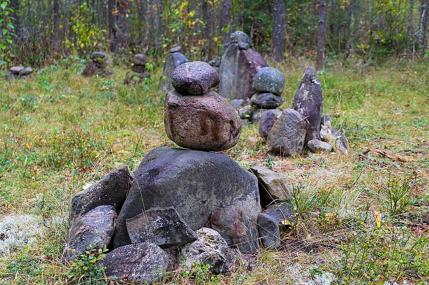 cairns, pedras, equilibrar, pilha, rochas, zen, espiritual, meditação