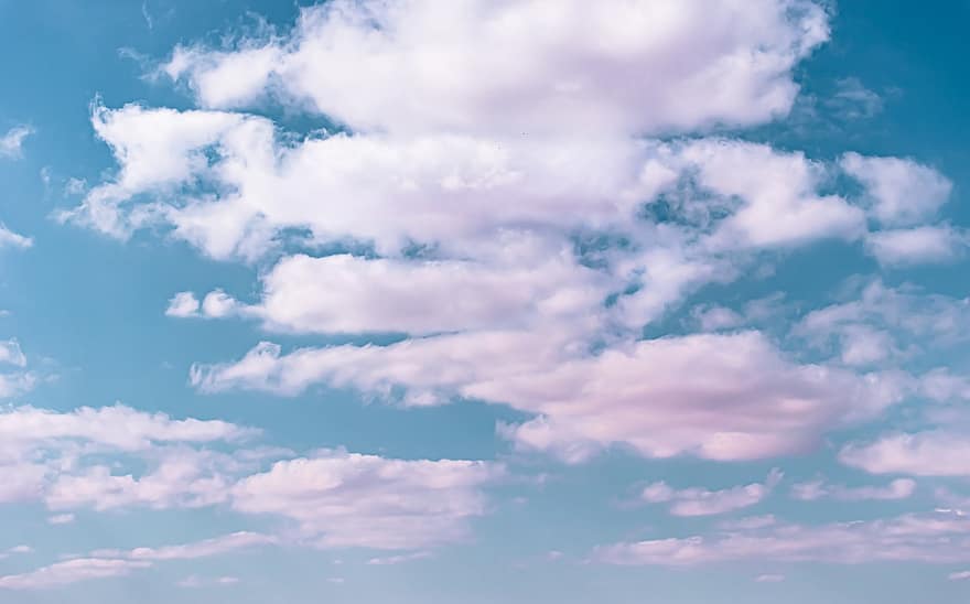 розовые облака, метеорология, пушистые облака, небо, облака, утро, свежий воздух, атмосфера, Cloudscape, синее небо, синий