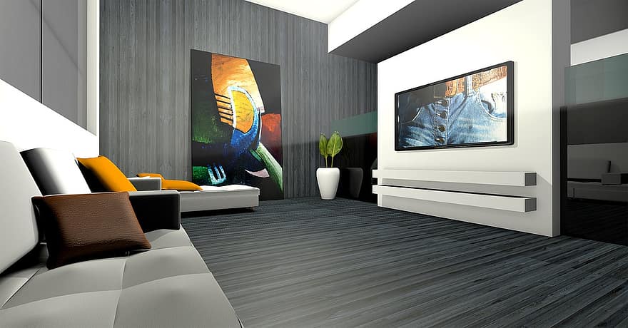 Sala de estar, espacial, apartamento, gráfico, representación, sala, arquitectura, vivir, Visualización en 3d, galería, bienes raíces