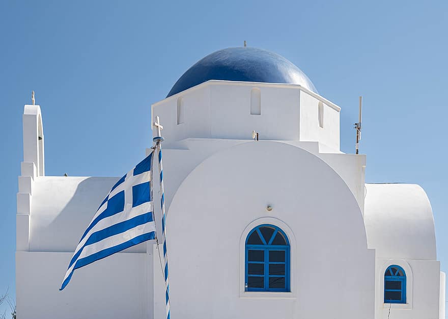 Kirche, die Architektur, Griechenland, Antiparos, Religion, Christentum, Kreuz, Blau, Kulturen, Santorini, berühmter Platz