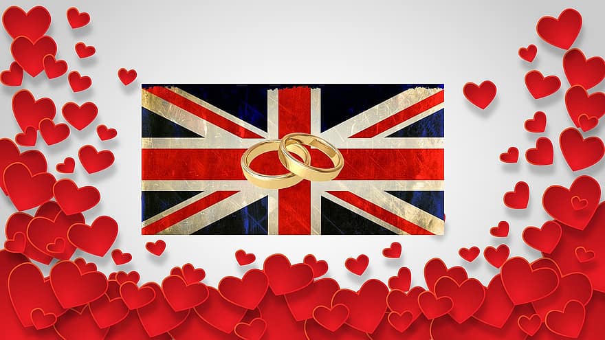casamento real, real, Casamento, argolas, bandeira, Inglaterra, Unidos, reino, amor, corações, cerimônia