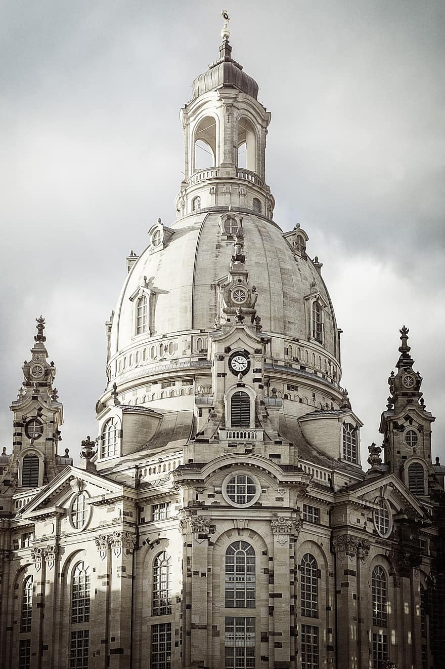 Dresden, frauenkirche, tarihi merkez, ince yün kumaş, kilise, mimari, anıt