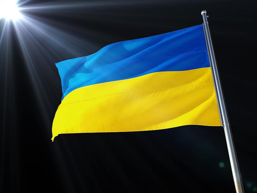 ウクライナ、旗、バナー、平和、太陽、愛国心、シンボル、青、きらきら、黄、国のランドマーク