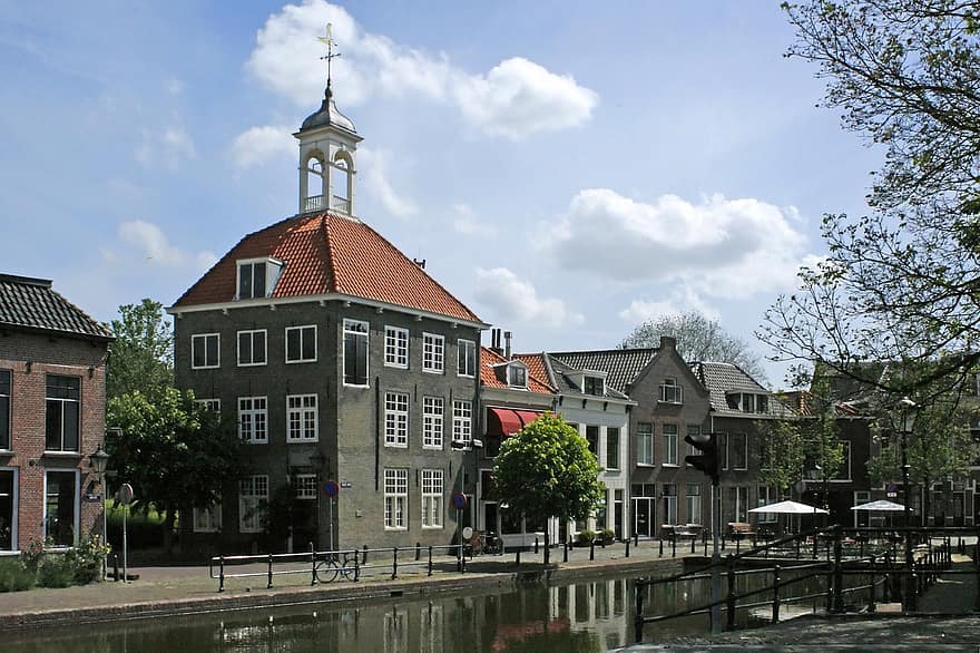pomnik, kanał, schiedam, miasto, Holandia, historyczny, Budynki, Jenever, arteria wodna, architektura, znane miejsce