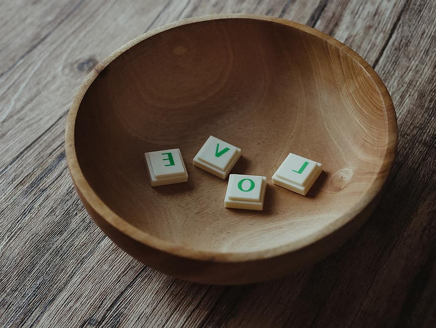 Bowl, Letters, Love, Scrabble, Quotes, Wording Design, Positive, Heart, Symbol, Typography, Text
