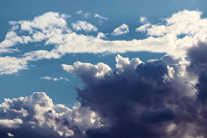 pilvinen taivas, pilviä, taivas, pilvimuodostumat, sinitaivas, luonto, mieliala