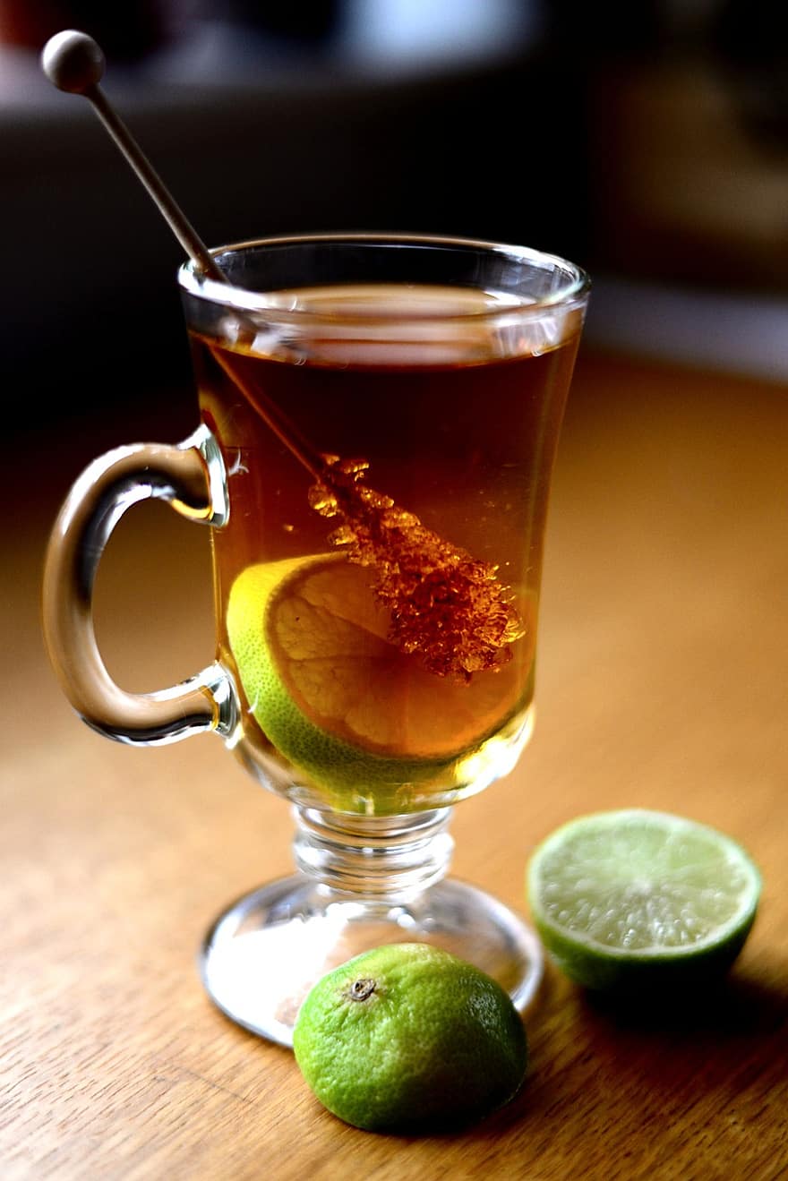 τσάι, λεμόνι, ποτό, ποτήρι, καρπός, μέλι