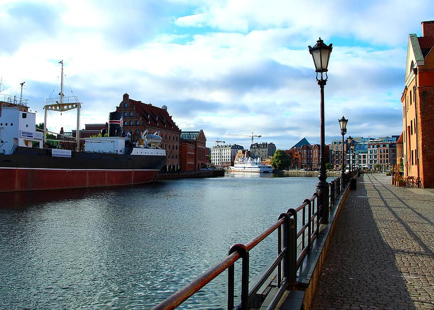 Gdansk, multitud, ciudad, histórico, paseo, agua