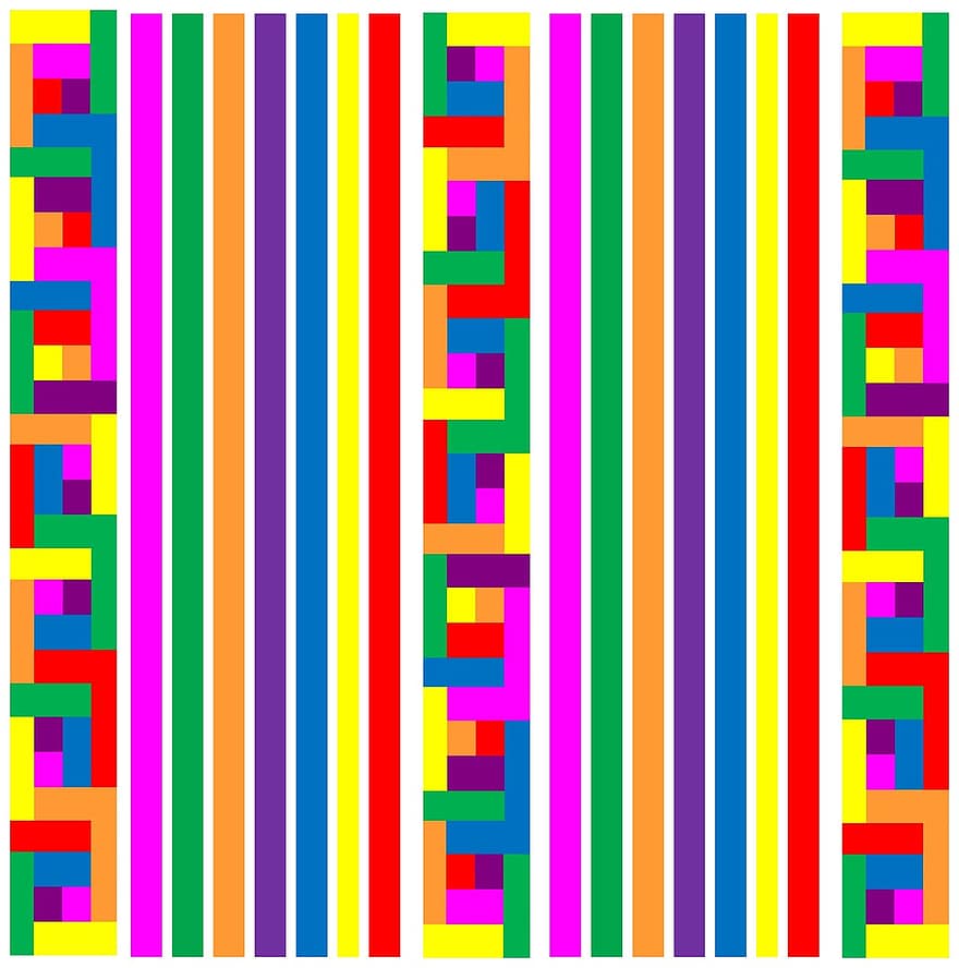Rainbow, Geometric, Design, Spectrum, Pattern, Stripes, Blocks, Lines, Alternating, Decorative, Decorate