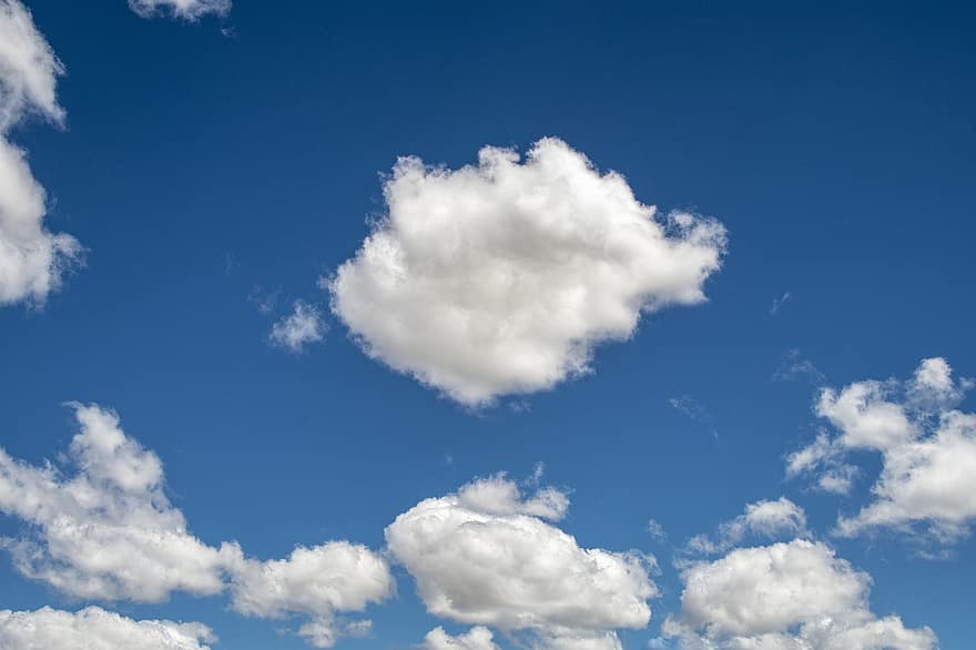 pilvinen, pilviä, sää, klusterit, sininen, pilvi, taivas, kesä, päivä, taustat, kumulus pilvi