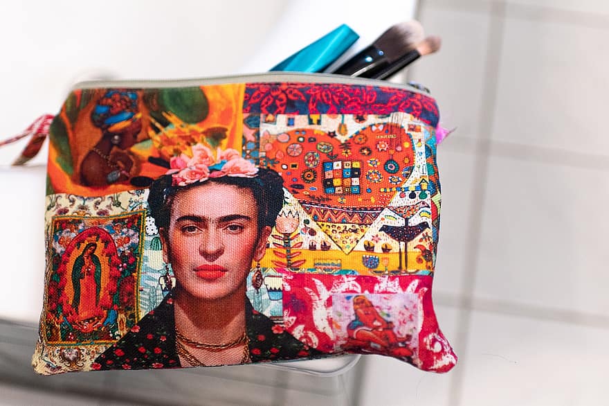 sac, produits de beauté, femme, peintre, artiste, mexicain, Frida, Kahlo, brosse, carrelage, art