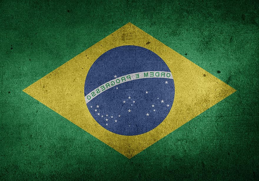 Brasil, bandera, Sud Amèrica, olímpics, jocs Olímpics, Amèrica Llatina, rio, Rio 2016, bandera nacional, grunge