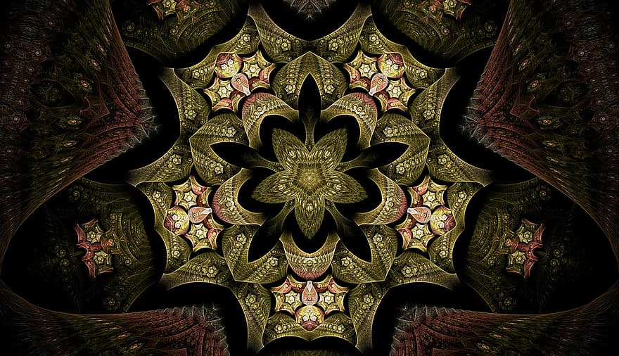 Rosette, Blumenmuster, Kaleidoskop, Tapete, Dekor, digitale Kunst, Kunstwerk
