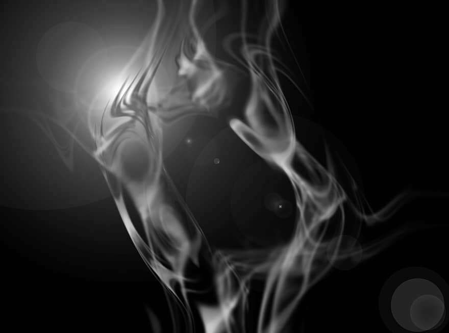 fumée, vapeur, abstrait, ligne, vague, conception, modèle, fractale, énergie, vert, mélanger